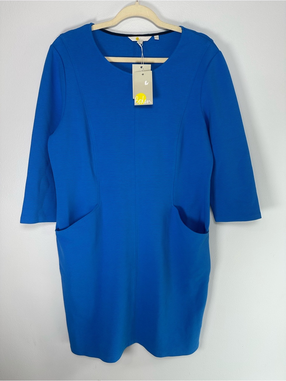 Boden Blue Shift Dress with Front Pockets Glorious British Dress Sz 14R